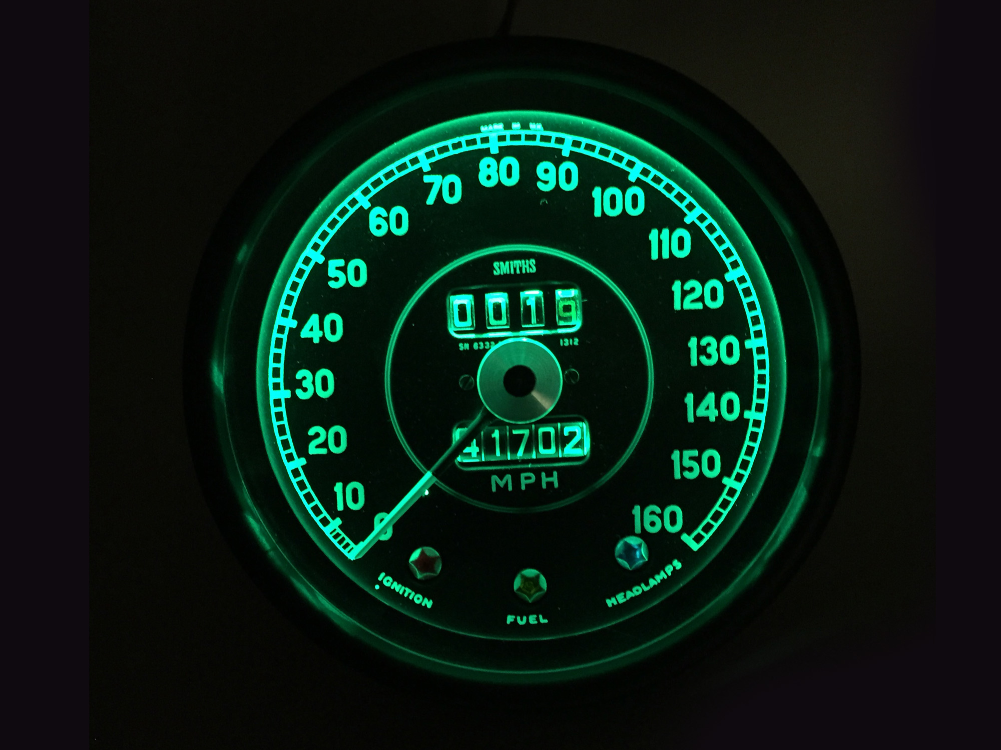 Speedometer with a green LED backlight