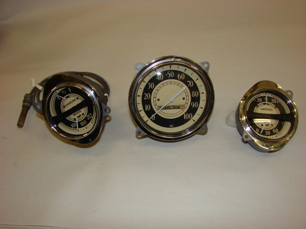 Three old-school speedometers