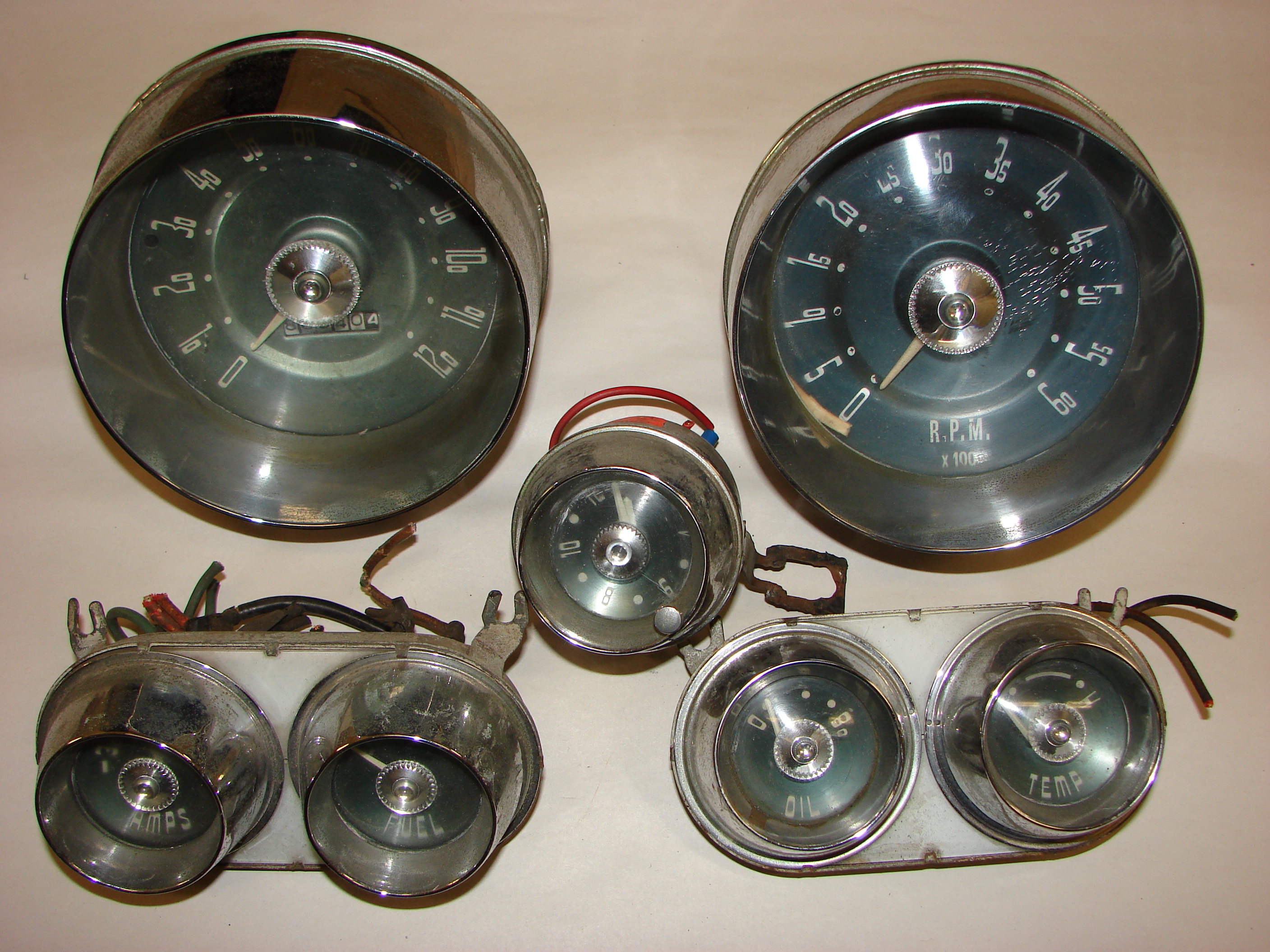 Old basic speedometers and car devices