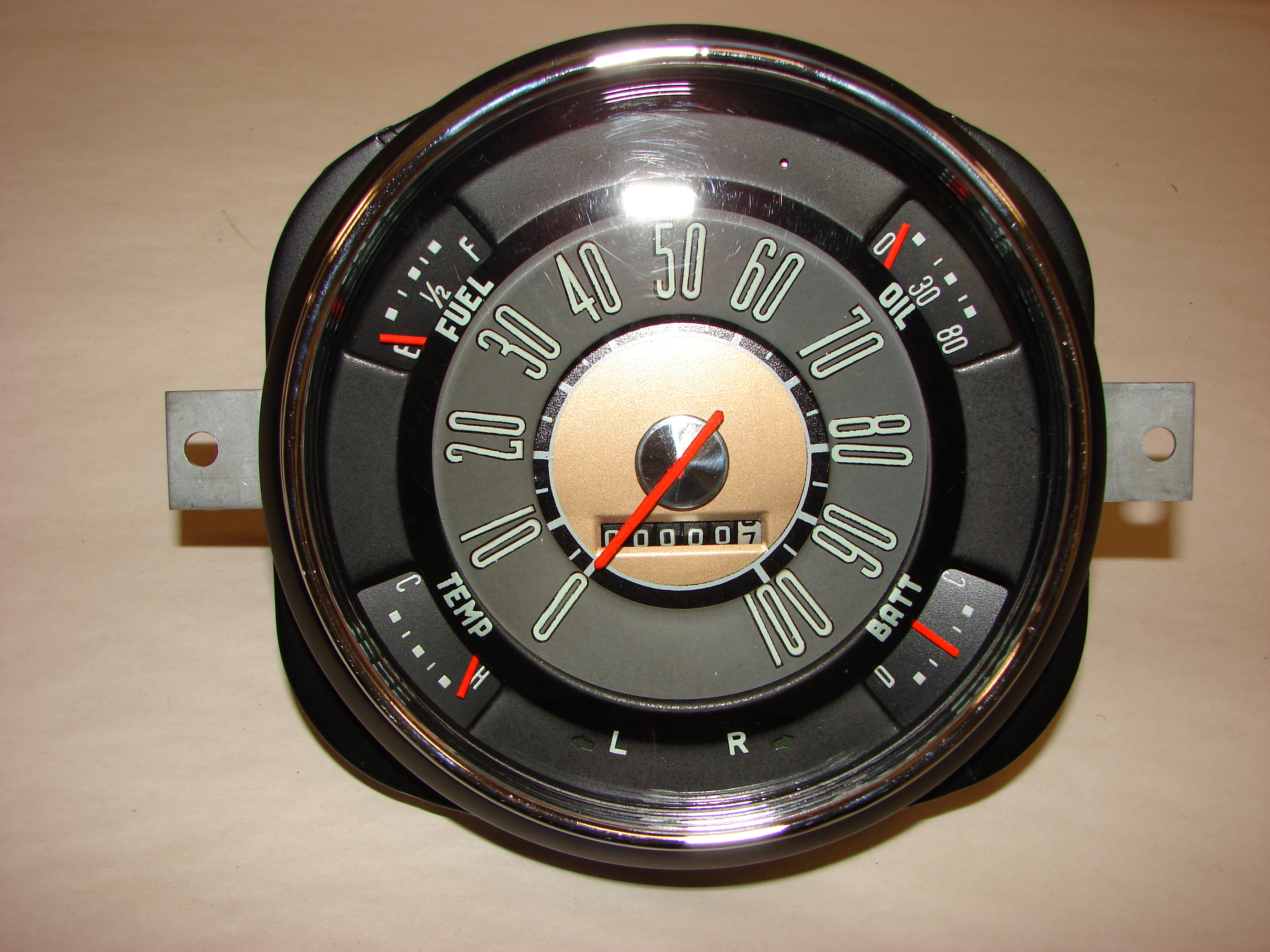 Polished and cleaned old speedometer