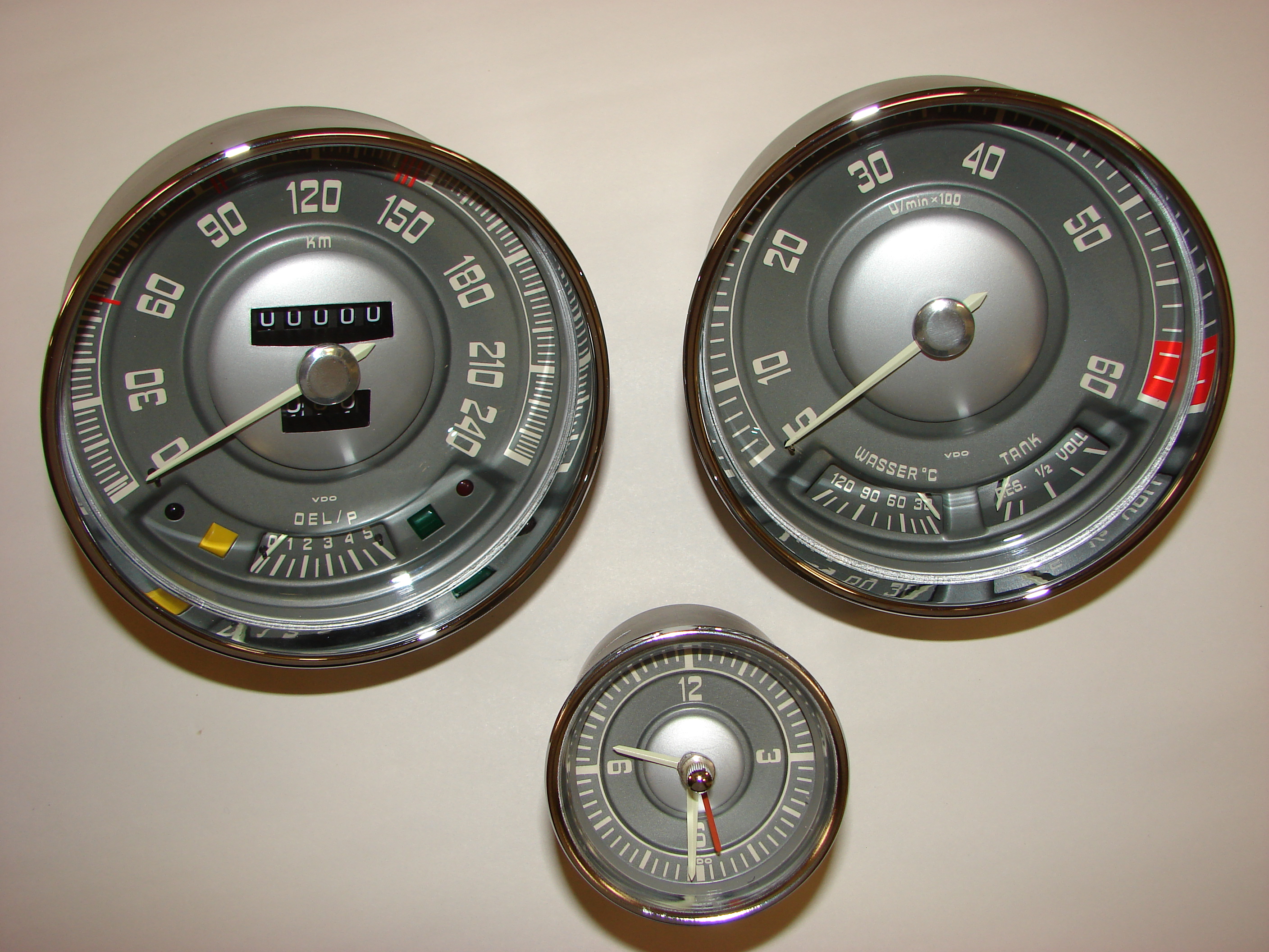 Freshly polished and clean grey speedometers