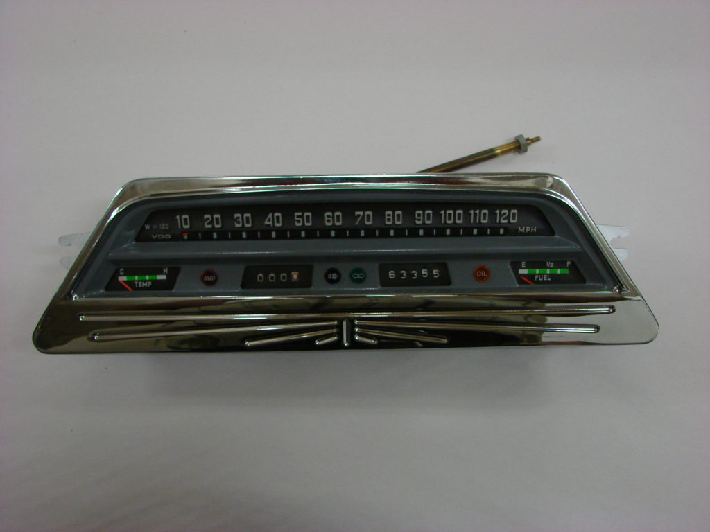 Polished silver rectangular shaped speedometer