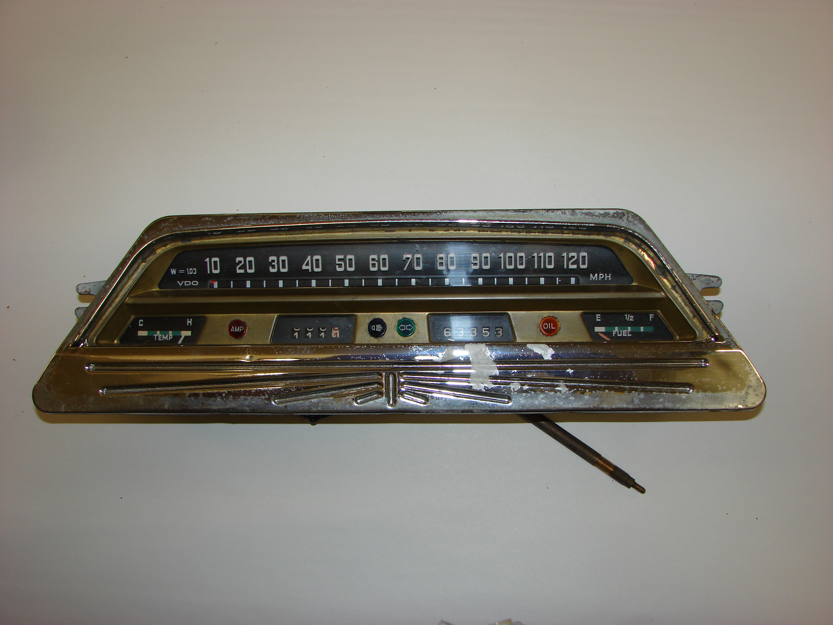 Old and dirty rectangular shaped speedometer